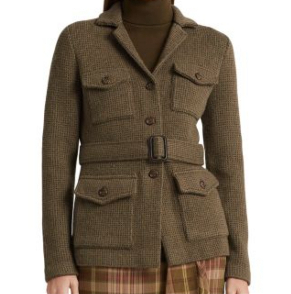 LAUREN RALPH LAUREN NWT 3X FARM OLIVE BLAZER TWEED STRAIGHT FIT. CACHMERE/ WOOL